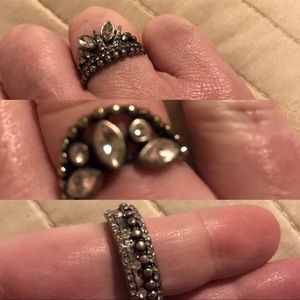 Lot of 3 Universal Thread (Target) Silver Tone Clear CZ Rings